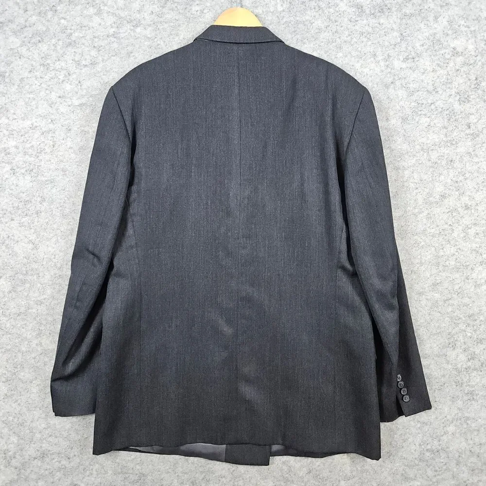 Andre Villard Men's Charcoal Gray Blazer Size‎ L44 100% Wool Double Breasted